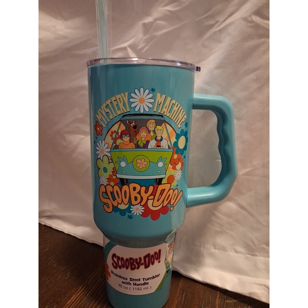 (36) SCOOBY-DOO & GANG BLUE STAINLESS STEEL 40 oz. TUMBLER WITH HANDLE & STRAW